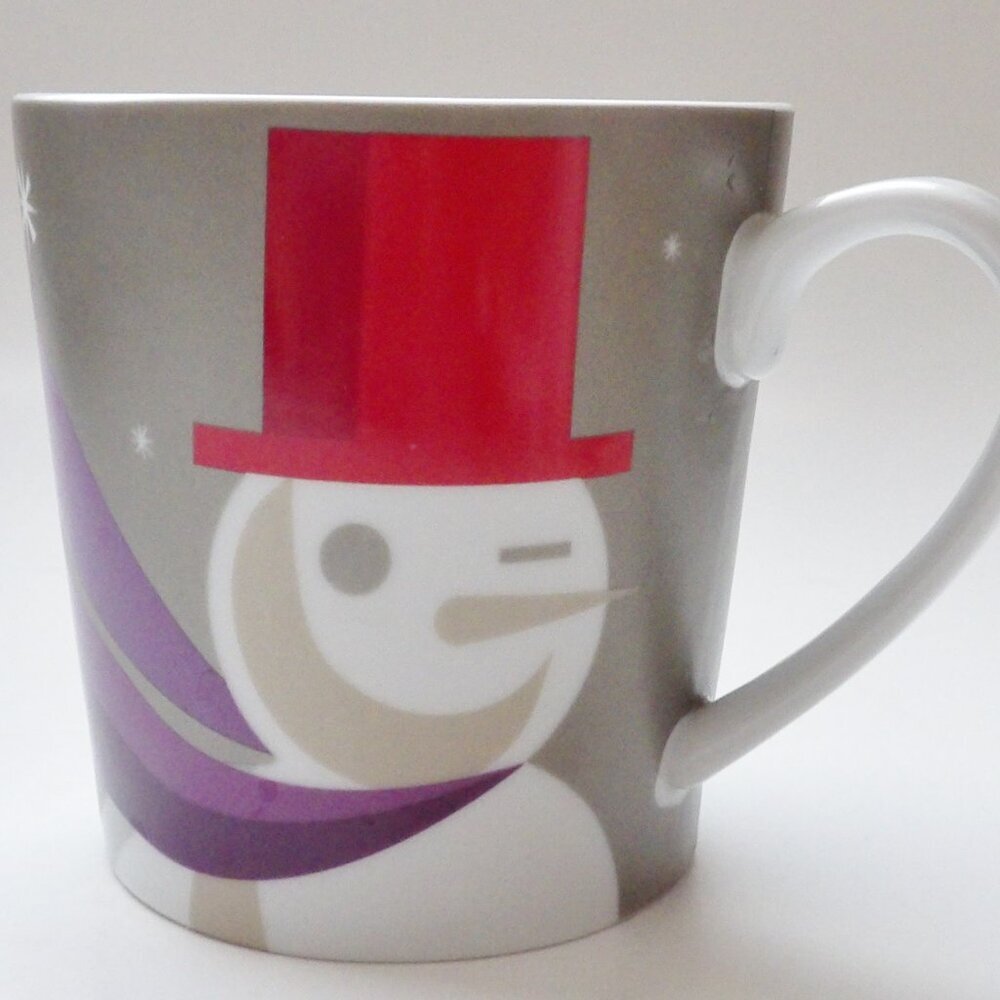Set Bundle of 2 Starbucks 2011 Holiday Snowman Coffee Mugs Cups Large Size 16 oz - Picture 7 of 13